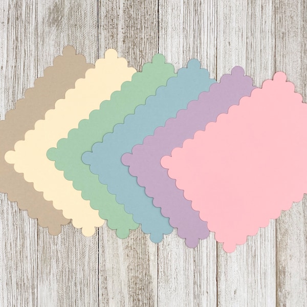 4" x 5.25" Scalloped Pastel Color Flat Note Cards (no hole) / Colorful Blank Card Stock inserts / A2 Scalloped note cards / set of 12