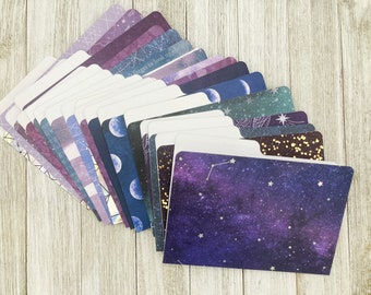 6.5 x 4.5 File Folder for Journals, home office, Scrapbooking, Smash Book, Paper Scraps, Office Mini Organizer Astrology Themed / set of 10