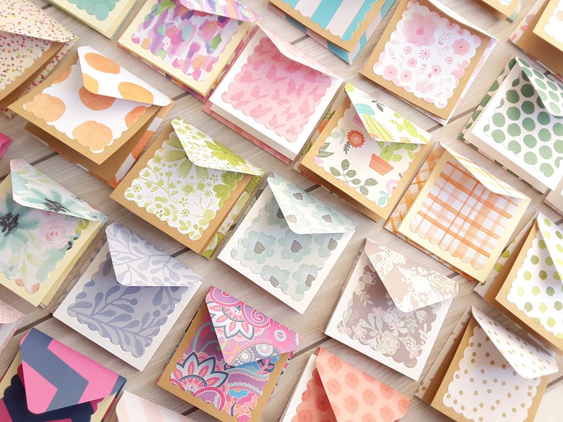 3 X 3 Mini Note Cards With Envelope / Blank Note Etsy