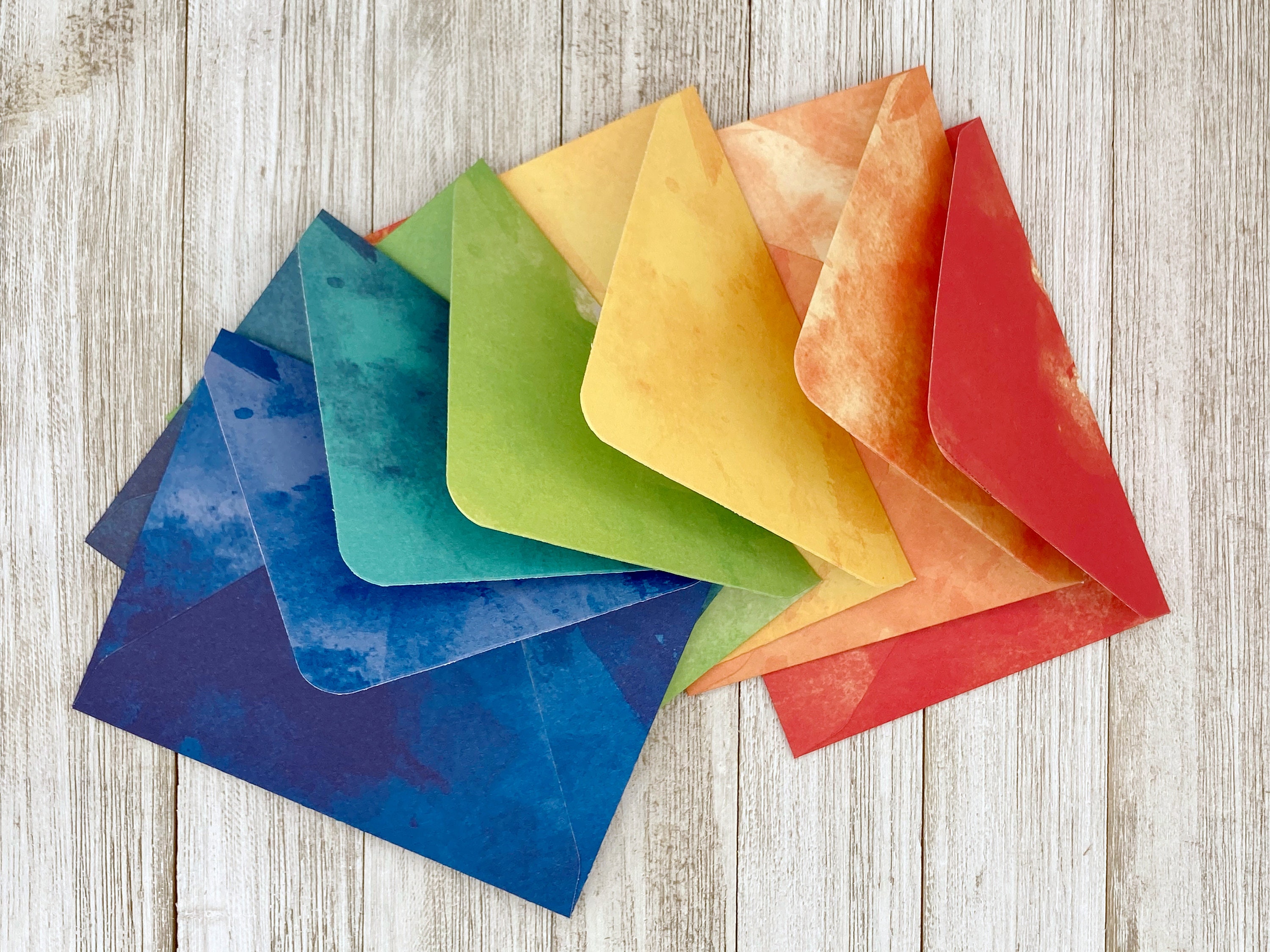 A2 Rainbow Watercolor Envelopes / Decorative Stationery / Etsy UK