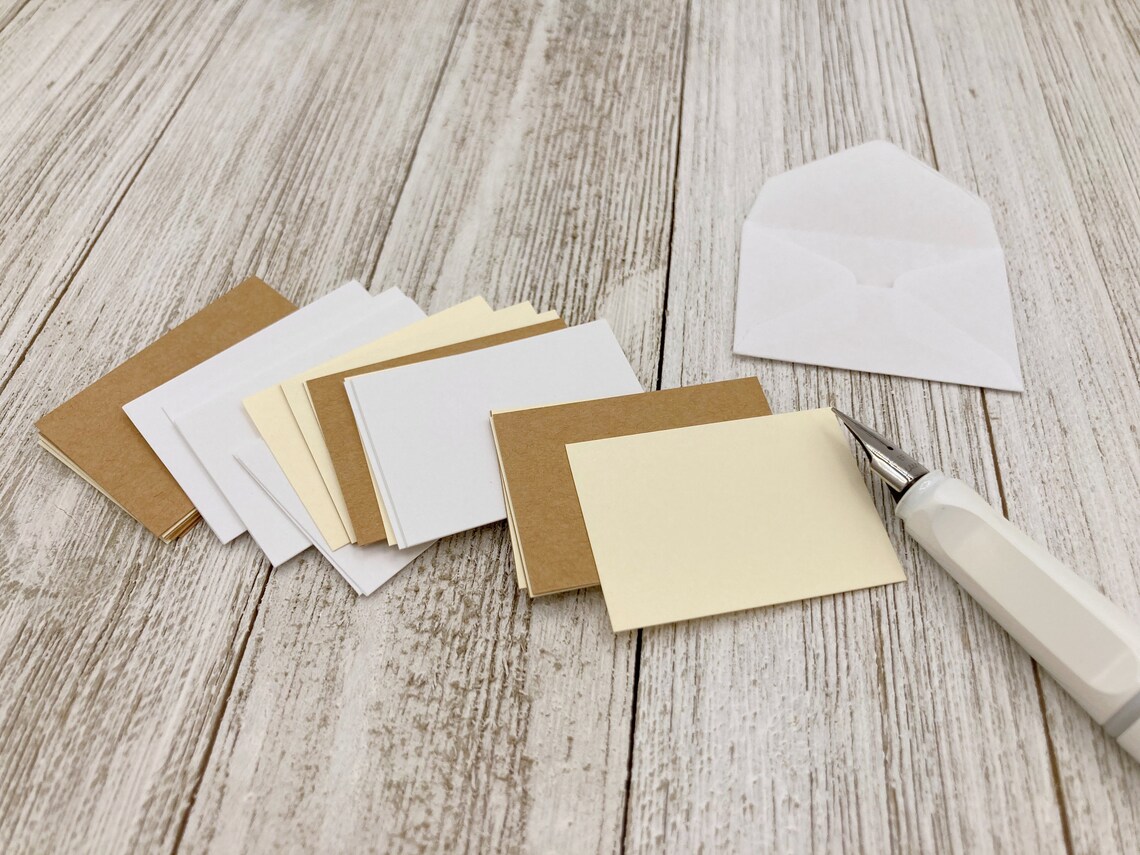 1 1/8 X 1 5/8 Blank Insert Cards /gray/ Black/kraft/cream/ - Etsy