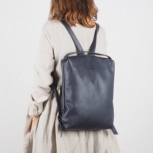 Black Leather backpack purse women, Anti-theft black backpack, Handmade Backpacks, Laptop backpack, Zipper backpack, Travel safe backpacks