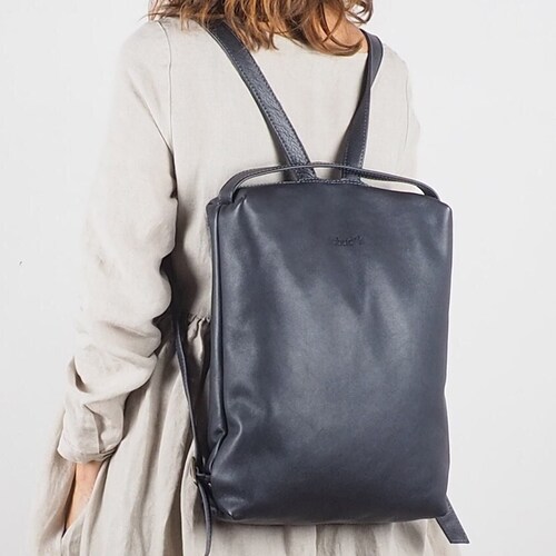 Black Leather Backpack Purse Women Laptop Backpack Handmade Etsy