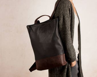 Brown LEATHER BACKPACK vintage, man laptop backpack, man backpack large, leather backpack purse, leather backpack women, zipper backpack