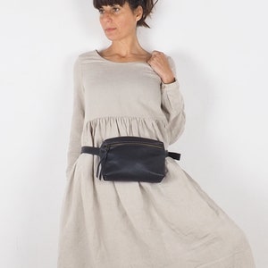Leder Gürteltasche Frauen, Schwarze Gürteltasche für Frauen, Leder Weihnachtsgeschenk, Frauen Gürteltasche, Handgemachte Hüfttasche, Einfache Bauchtasche, Einzigartiges Geschenk