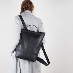 Black Leather backpack purse women, Laptop backpack, Zipper backpack, Backpack bag, Handmade backpack, black leather backpack, minimal bag