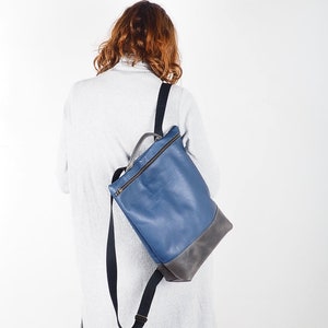 Leather backpack purse women, Laptop backpack, Blue leather backpack, Woman zipper backpack, Backpack bag, gray backpack, handmade backpack