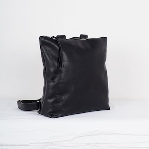 Black leather women backpack purse, women gift, laptop women backpack, black diaper bag, minimal backpack, Backpacks women, women rucksack