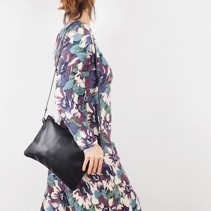 Schwarze kleine Ledertasche, Leder Crossbody-tasche, Schwester Geschenk, schwarze Crossbody-tasche, schwarze weiche Ledertasche, schwarze Ledergeldbörse, schwarze Clutch