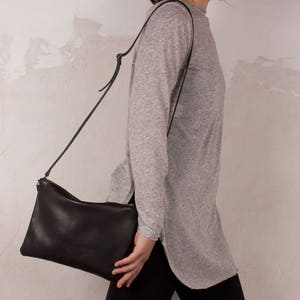 Petit sac en cuir, sac à bandoulière en cuir, cadeau soeur, sac à bandoulière noir, sac en cuir noir, sac à main en cuir noir, pochette en cuir