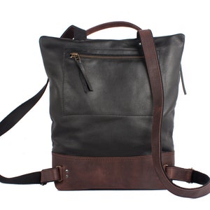 Schwarzer Lederrucksack im Vintage-Stil für Herren, Western-Wickeltasche, großer Lederrucksack, alltäglicher Lederrucksack, schwarzer Reiserucksack Bild 6