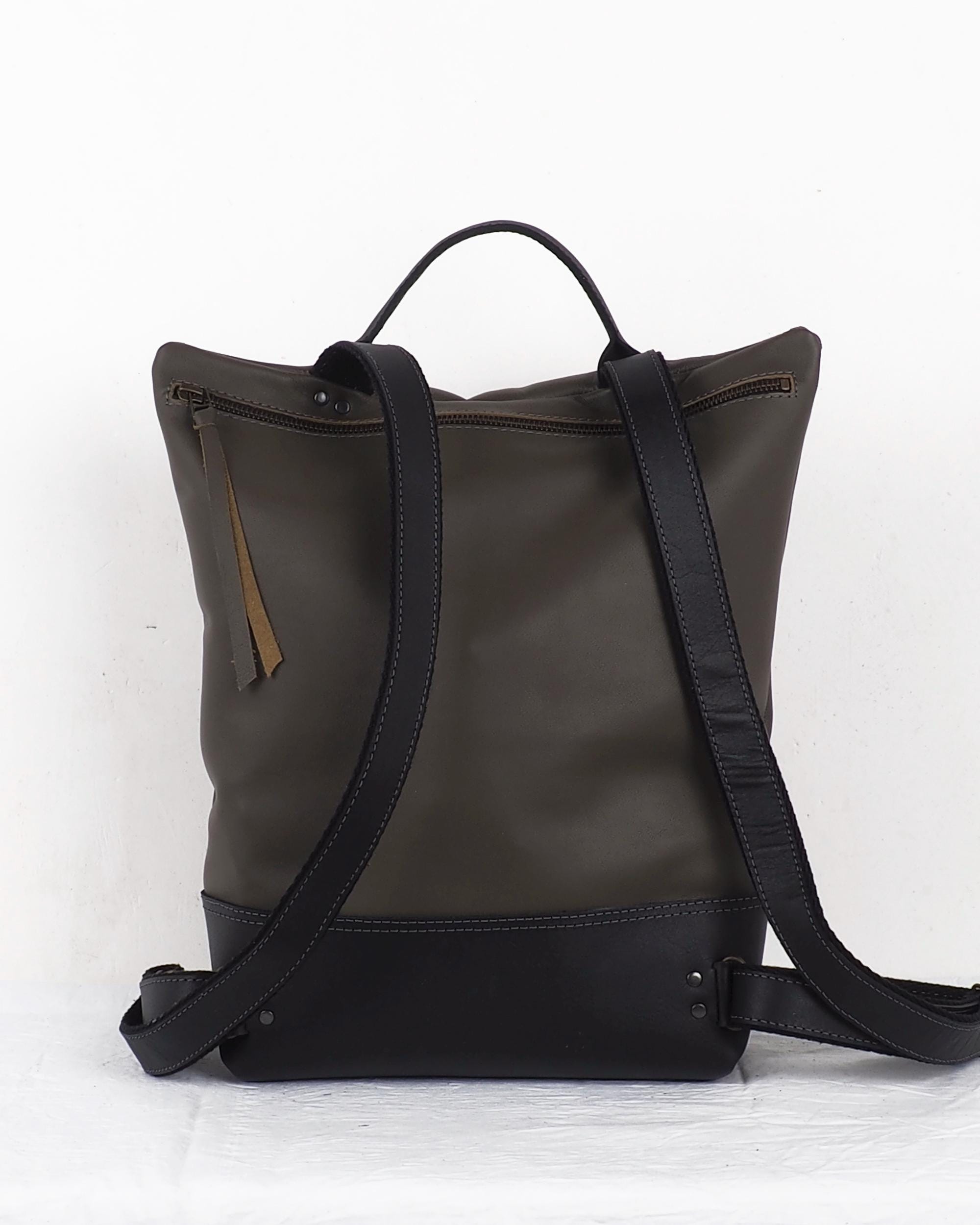 Nubuckcuir Leather Backpack Black Brown Laptop Travel Work Bag Unisex Amazon.com: Leather Laptop Backpack for Men Women, School  main image 2