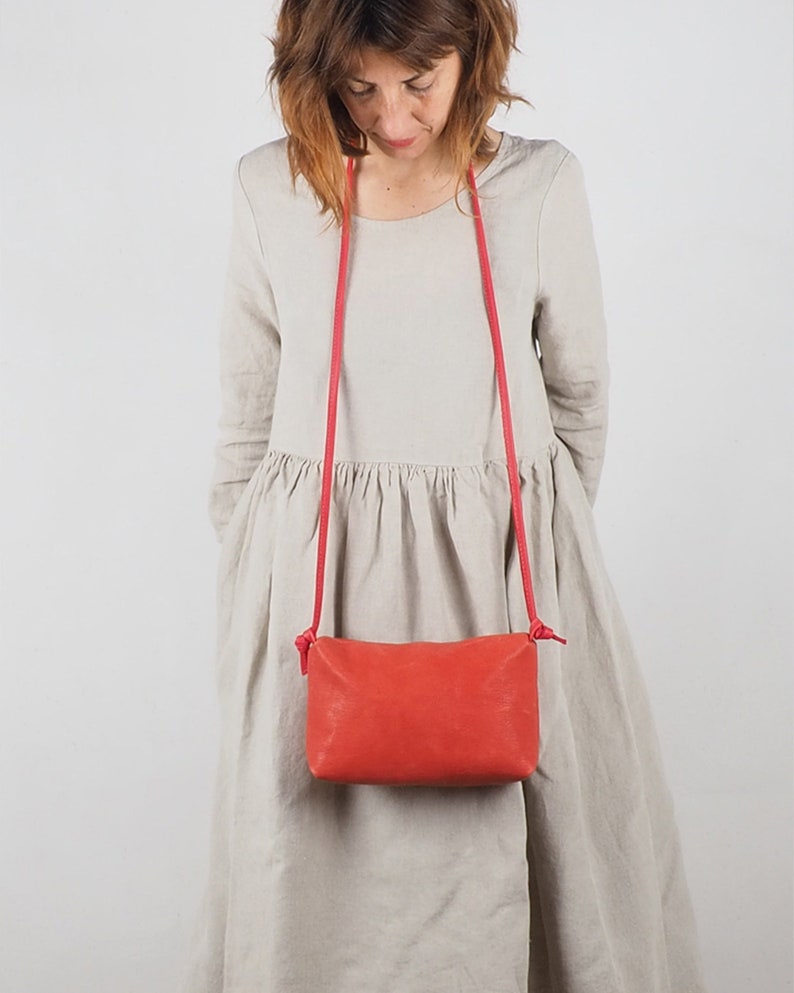 Small Red Leather Crossbody Bag Minimalist Small Purse Etsy