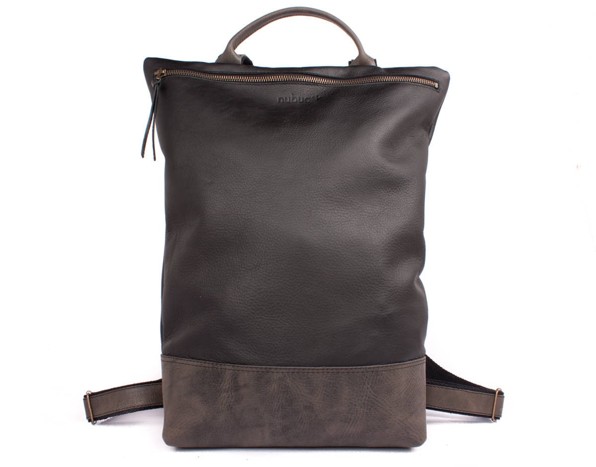 Nubuckcuir Leather Backpack Black Brown Laptop Travel Work Bag Unisex Amazon.com: Leather Laptop Backpack for Men Women, School  main image 3