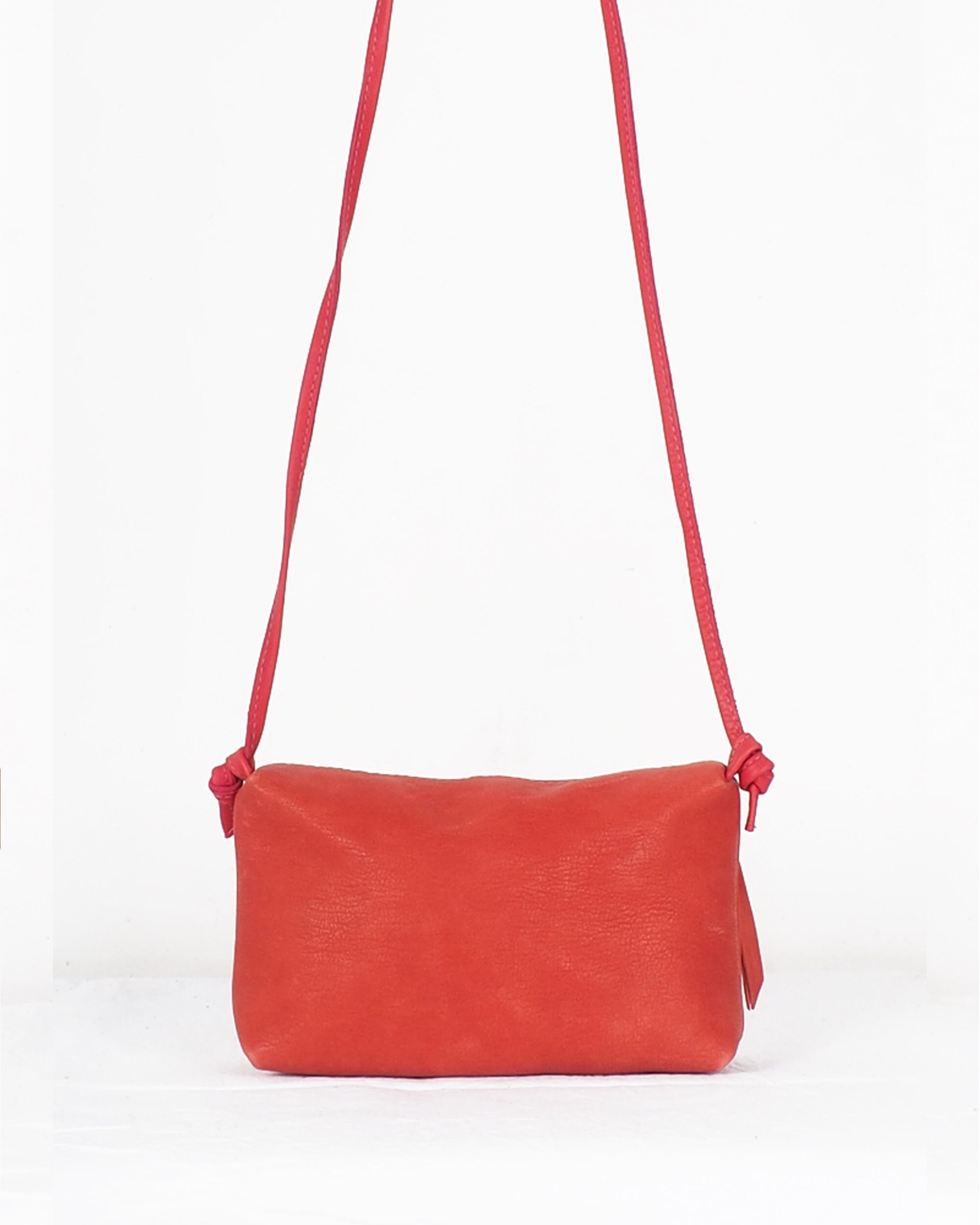 Small Red Leather Crossbody Bag, Minimalist Small Purse