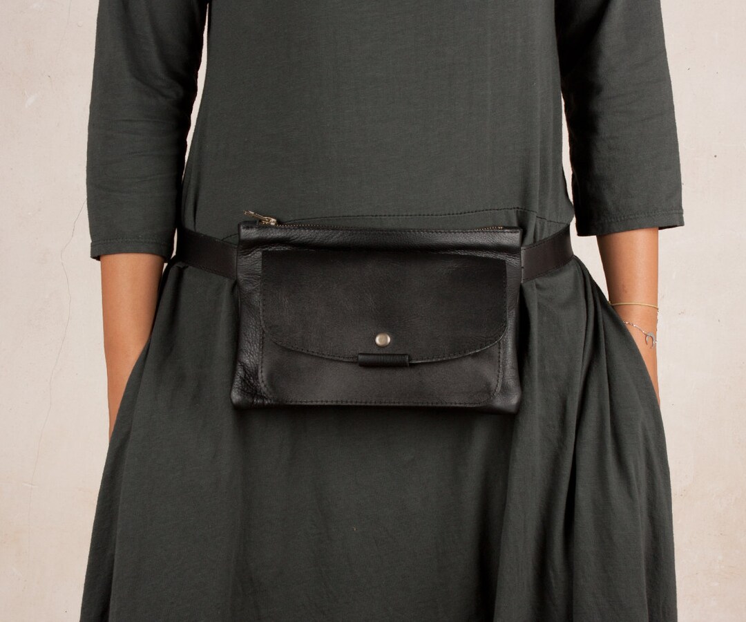 Cute black clearance leather fanny packs