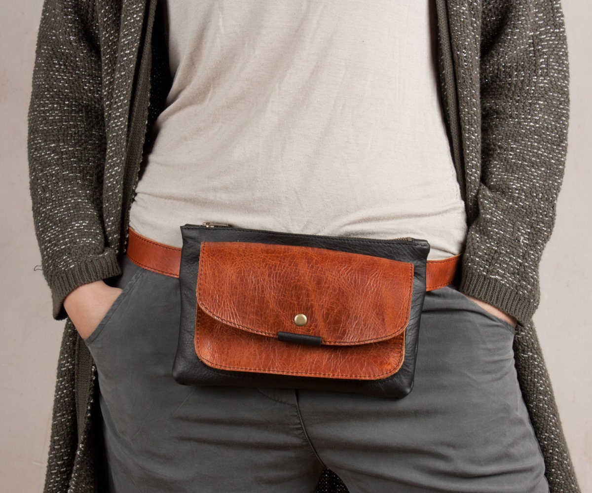 Leather Fanny Pack, Brown Leather Waist Bag, Black Bum Bag, Women