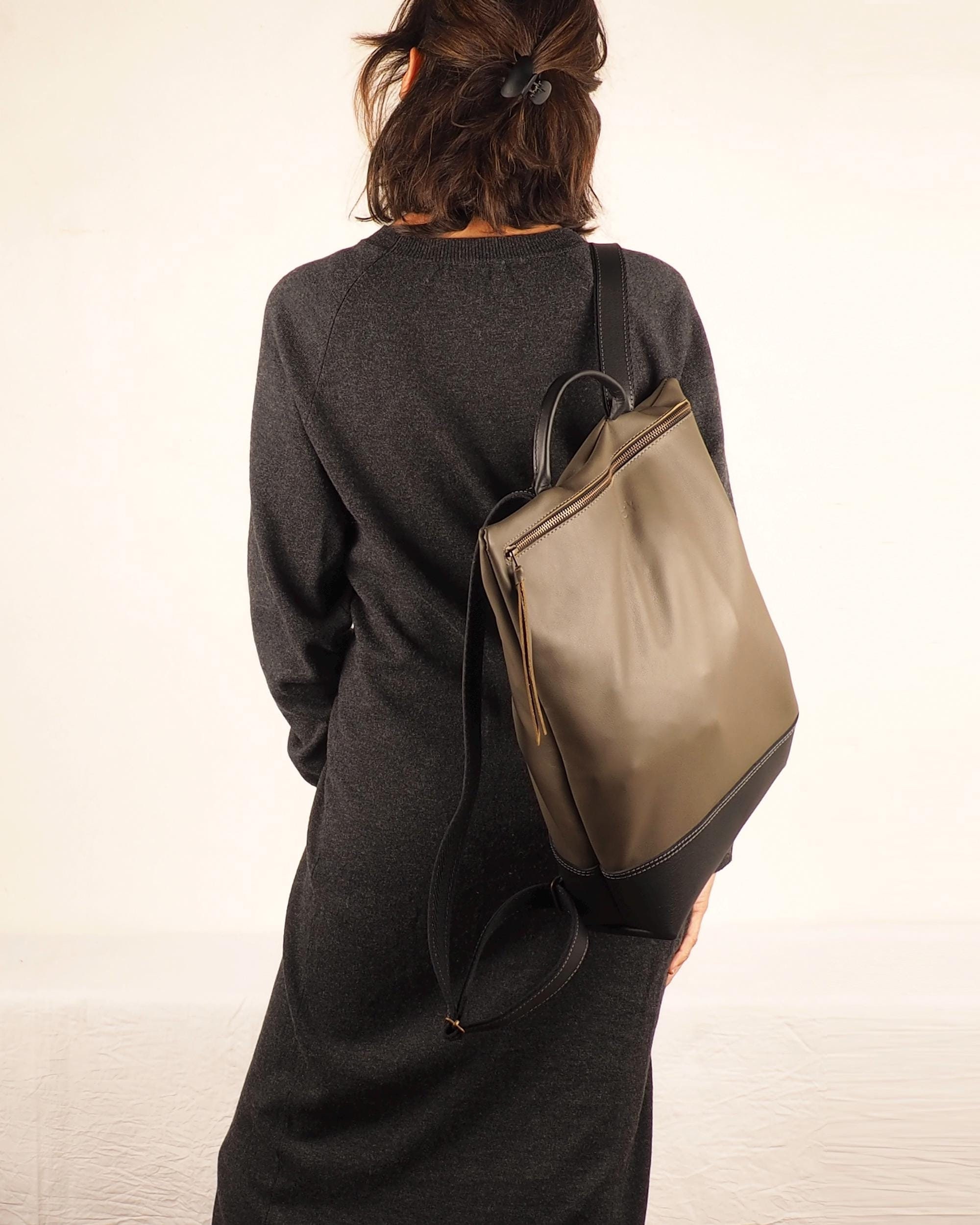 Nubuckcuir Leather Backpack Black Brown Laptop Travel Work Bag Unisex Amazon.com: Leather Laptop Backpack for Men Women, School  main image 4