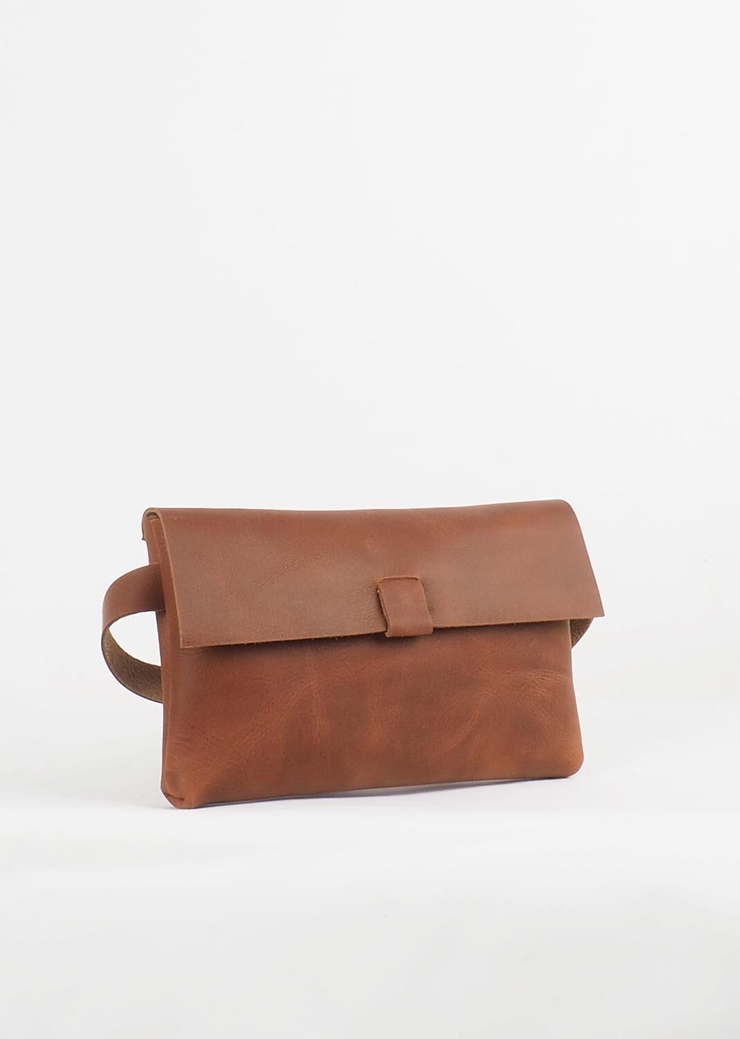 Borsa Portaoggetti In Pelle Marrone Con Clip Girevole 360° – Grande, Per Cintura - Foto 5