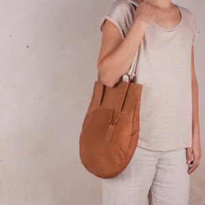 Shoulder leather bag, camel leather bag, shoulder bag women, minimaist tote bag, craft leather bags, leather tote bag, genuine leather bag