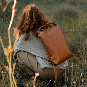 Handmade Brown Leather Backpack for women- Chic, Secure, Practical and Fashionable