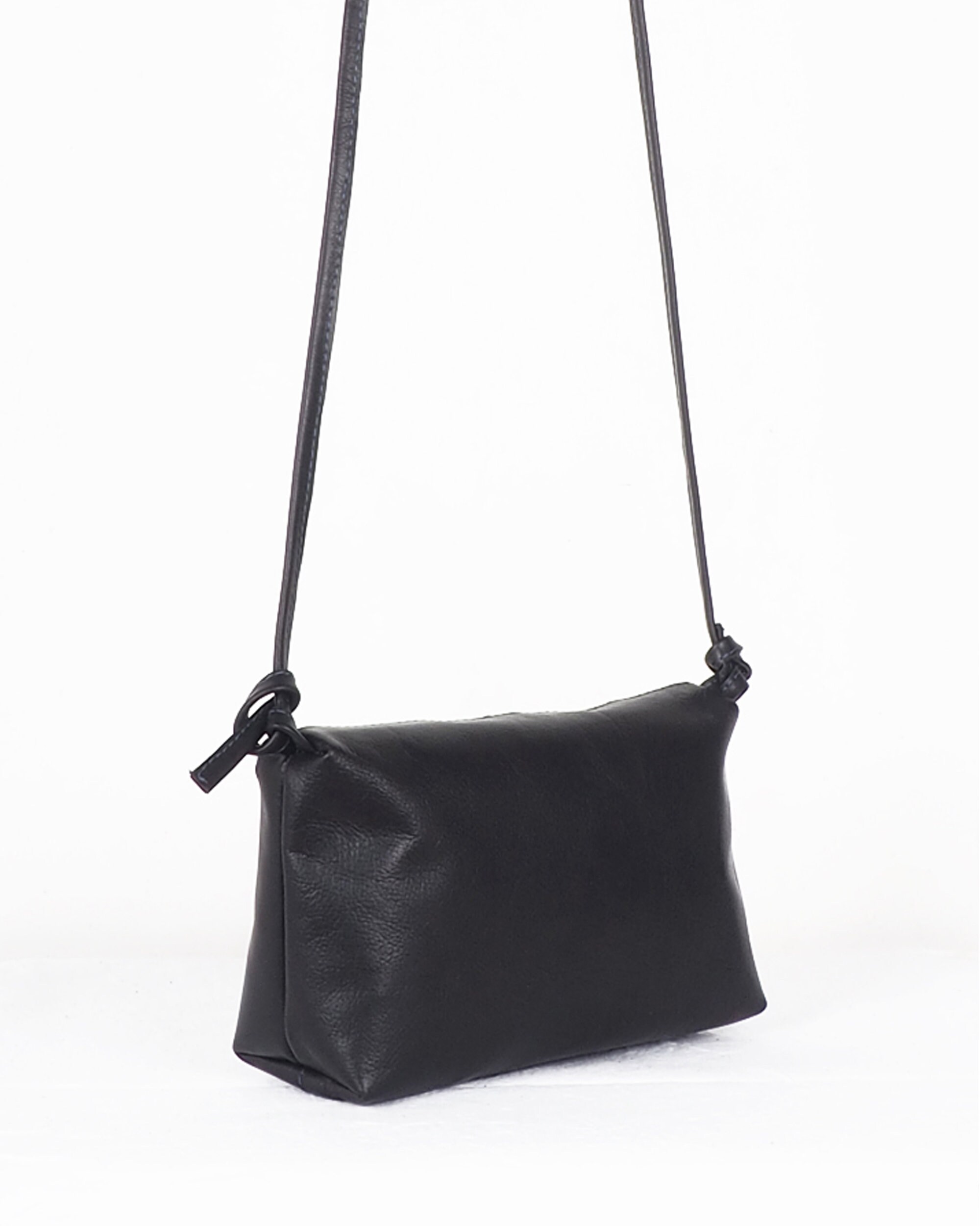 Small Black Leather Crossbody Bag, Minimalist Small Purse