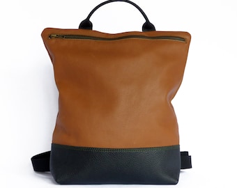 Brown leather backpack purse, Leather rucksack, Women laptop backpack, Handcraft leather backpacks, backpack everyday, large backpack nubuck