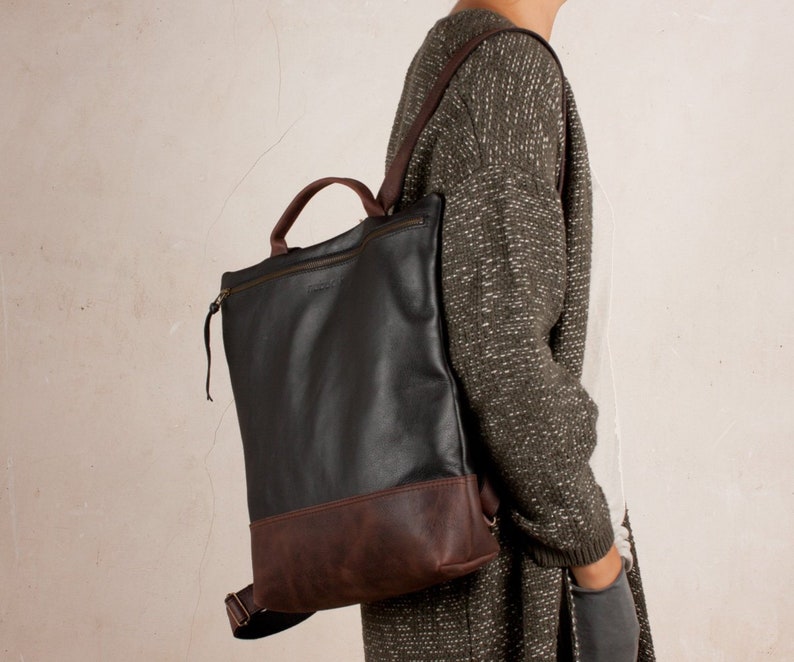 Black Leather backpack vintage style for mens, western diaper bag, large leather backpack, everyday leather backpack, travel black backpack, Xmas Gift