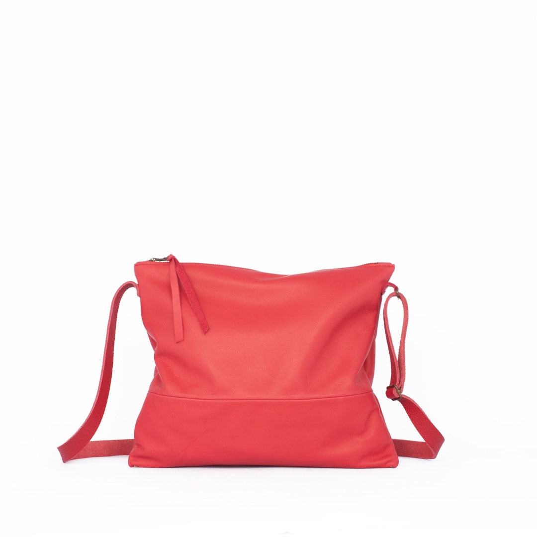 Red Women Bag, Medium Leather Bag, Women Daily Bag, Soft Leather