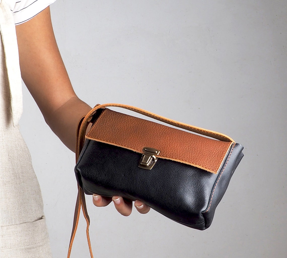 Black Leather Small Crossbody Bag for Women Handcraft Small Etsy
