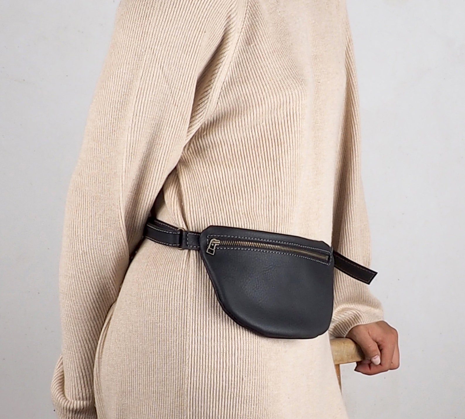 Small Leather Fanny Pack for Women Black Leather Waist Bag - Etsy