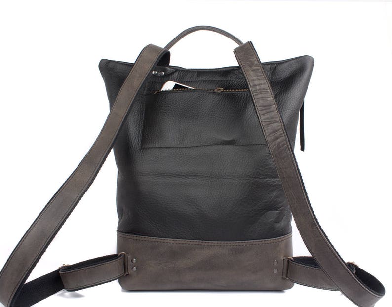 Gray leather Backpack for women black backpack leather Etsy