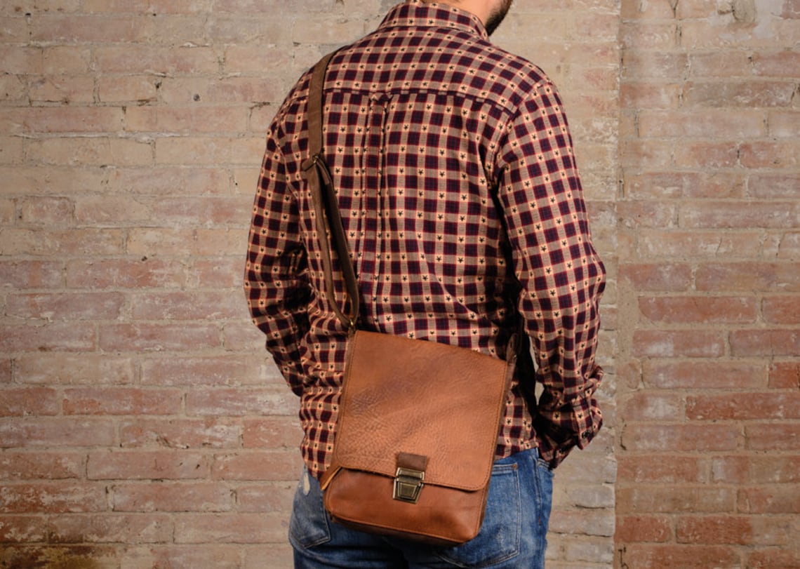 Leather Man Bag Vintage Leather Bag Gift for a Man Man Etsy