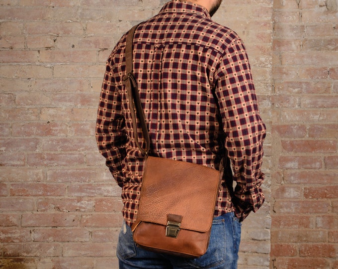 Leather Man Bag, Vintage Leather Bag, Gift for a Man, Man Leather Bag