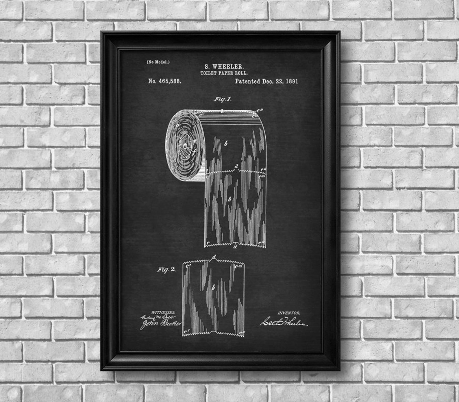 Vintage 1891 "toilet Paper Roll" Patent Drawing, Retro Art Print Poster ...