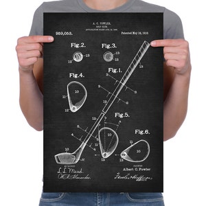 Jahrgang 1910 &quot;Golfclub&quot; Patent-Zeichnung, Retro-Kunstdruck Poster, Leinwand, Wandkunst, Wohnkultur, Sport, Golf, Golfsport, Geschenkidee