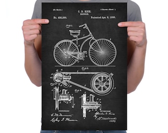 Vintage 1890 "Bicycle" brevetto retrò, disegno Stampa d'arte Poster, Canvas, parete arte, Oggettistica per la casa, vecchia moda bici, ciclismo, Idea regalo