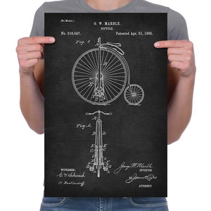 Vintage 1885 &quot;Bicycle&quot; Patent Drawing, Retro Art Print Poster, Canvas, Wall Art, Home Decor, Old Fashion, Gift Idea