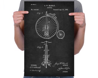 1885 "biciclette d'epoca" brevetto di disegno, retrò, stampa d'arte Poster, Canvas, parete arte, Oggettistica per la casa, Old Fashion, Idea regalo