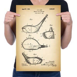 Vintage 1925 &quot;Golf Club Head&quot; Patent Drawing, Retro Art Print Poster, Canvas, Wall Art, Home Decor, Golfing, Game Of Golf, Gift Idea