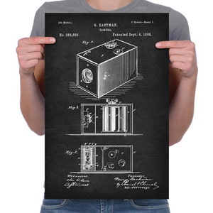 Vintage 1888 &quot;Camera&quot; by George Eastman, Patent Drawing, Retro Art Print Poster, Canvas, Wall Art, Home Decor, Kodak, Photography, Gift Idea