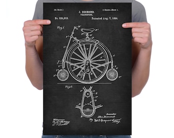 アンティーク自転車 1890年特許図面。サイクリングの歴史と発明