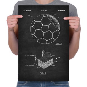 Vintage &quot;Soccer Ball&quot; Patent Drawing, Retro Art Print Poster, Canvas, Wall Art, Home Decor, Game Of Soccer, Gift Idea