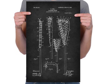 Vintage 1908 "kij Lacrosse" rysunek patent, retro Art Print plakat, płótno, Wall art, wystrój wnętrz, Sport, gry pole, pomysł na prezent