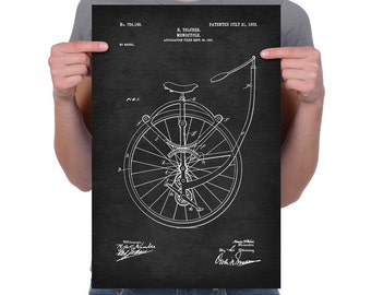 Stampa di arte retrò, disegno di brevetto vintage 1903 "monociclo" Poster, Canvas, arte della parete, Oggettistica per la casa, bicicletta, Idea regalo