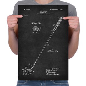 Vintage 1903 &quot;Golf Club&quot; Patent Drawing, Retro Art Print Poster, Canvas, Wall Art, Home Decor, Golfing, Gift Idea