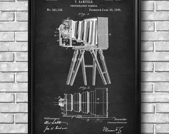 Vintage 1885 "Cámara fotográfica" Dibujo de patente, Retro Arte Imprimir Cartel, Lienzo, Arte de pared, Decoración del hogar, Fotografía, Cámara de visión, Idea de regalo