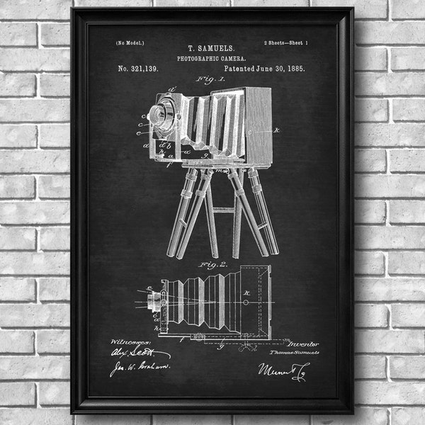 Vintage 1885 "Photographic Camera" Patent Drawing, Retro Art Print Poster, Canvas, Wall Art, Home Decor, Photography, View Camera, Gift Idea