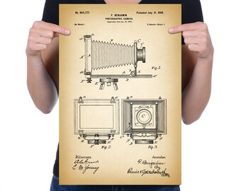 Vintage 1900 "Photographic Camera" Patent Drawing, Retro Art Print Poster, Canvas, Wall Art, Home Decor, Studio, Photography, Gift Idea