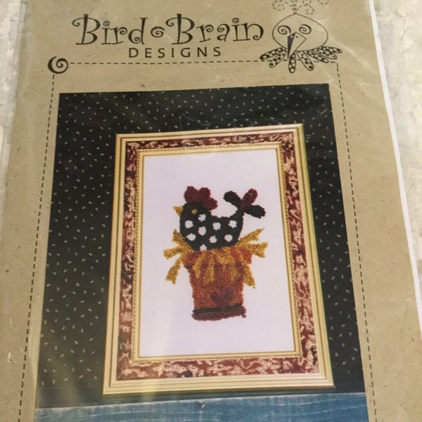 Bird Brain Designs - Polka Dot Hen - Punch Needle Embroidery Pattern - DIY